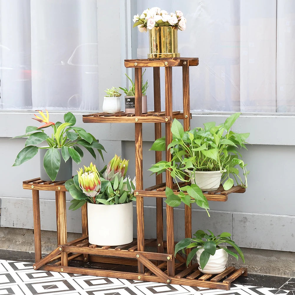 Tiered Wood Plant Flower Stand