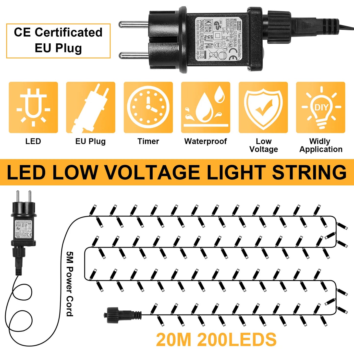 Outdoor Black Wire Fairy String Lights