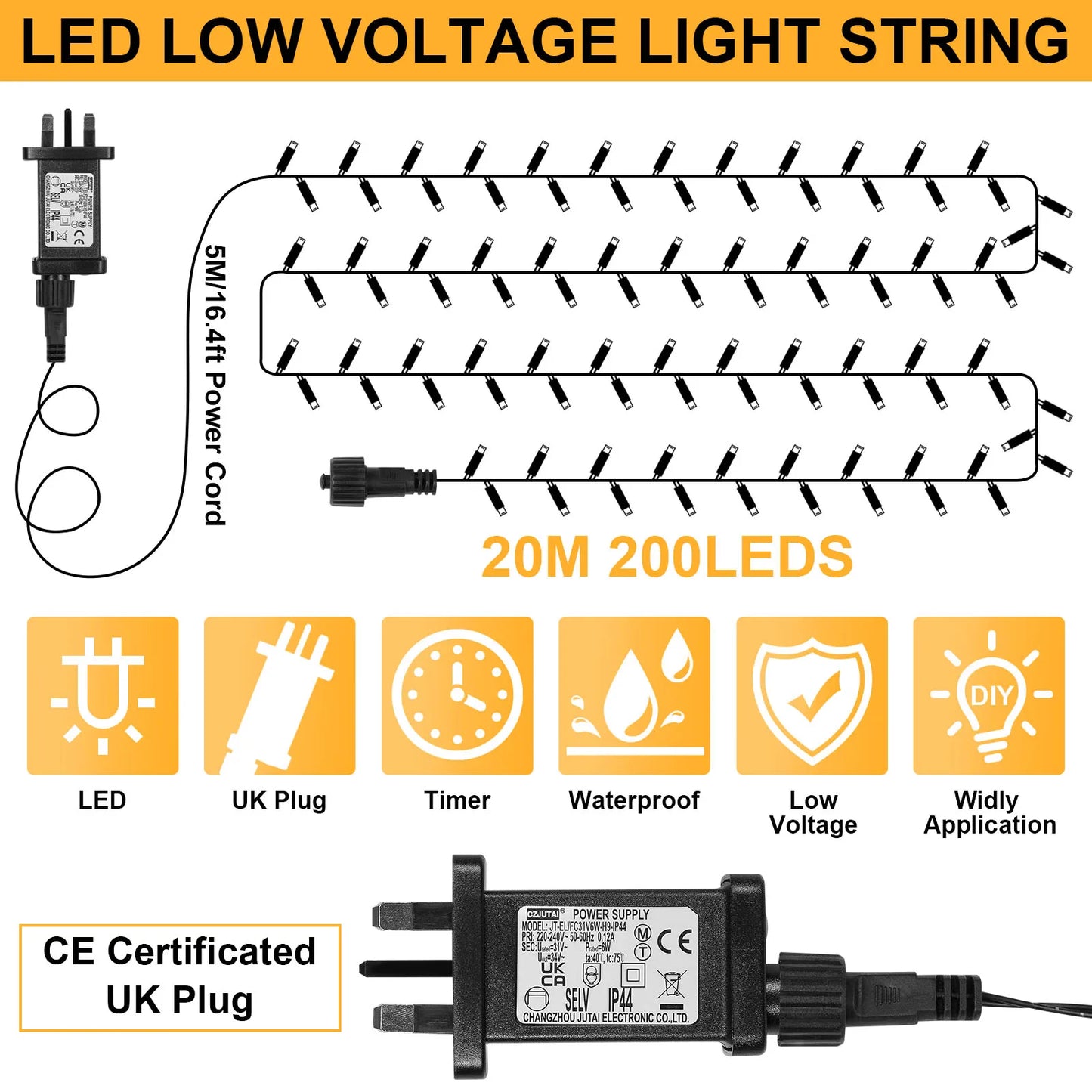 Outdoor Black Wire Fairy String Lights