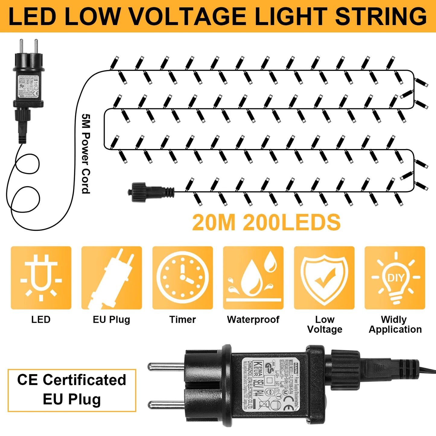 Outdoor Black Wire Fairy String Lights