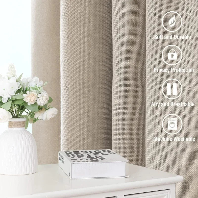 Natural Linen Pocket Lined Curtains