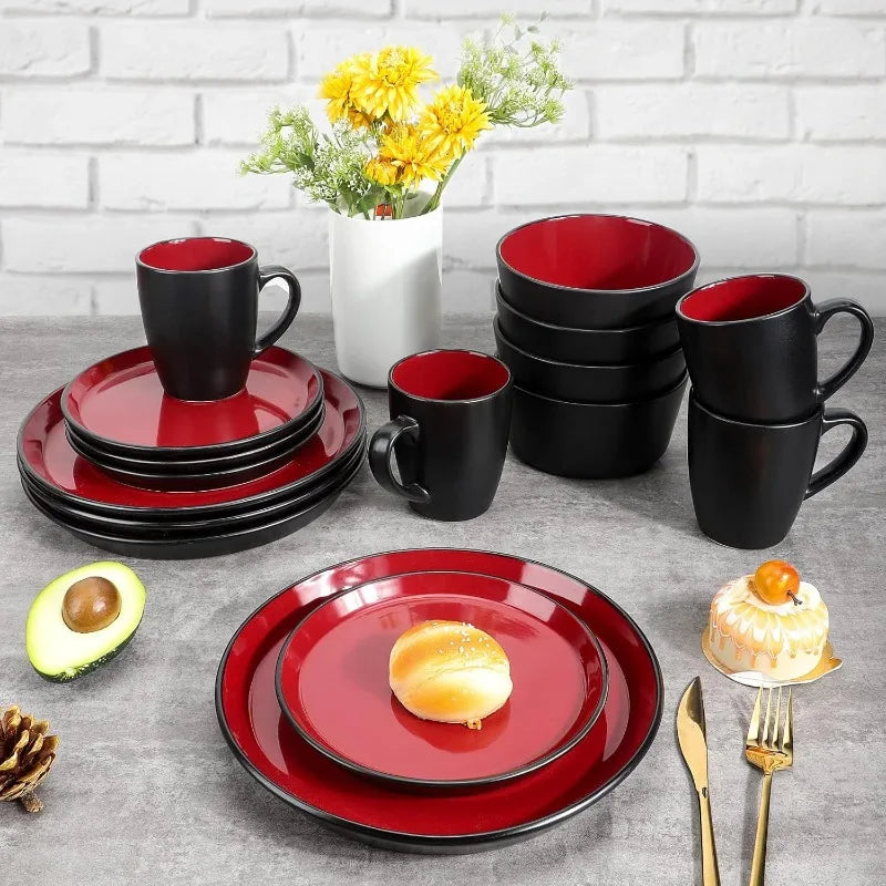 16 Piece Plates And Bowls Dinnerware Set