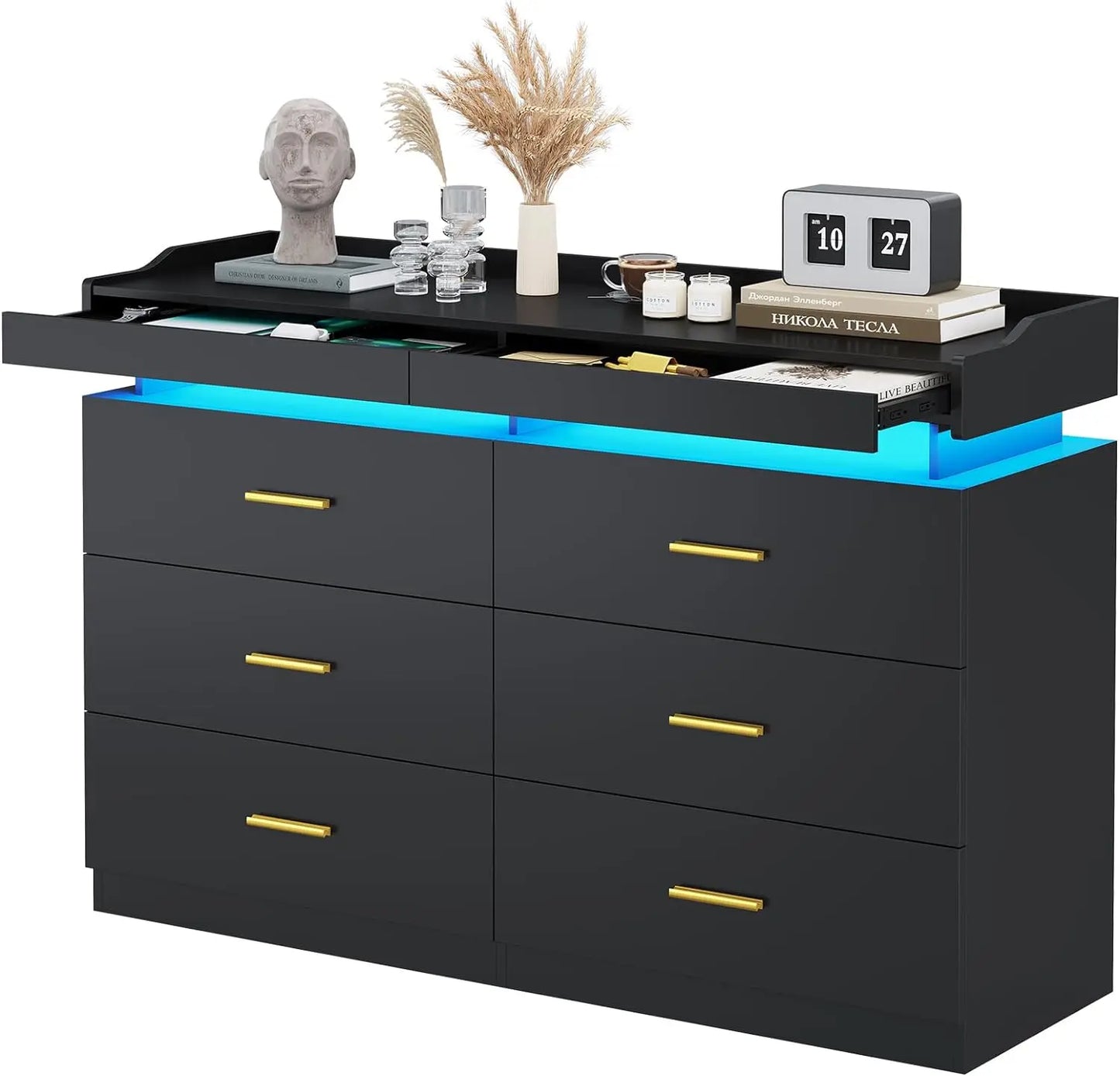 Modern 9 Drawer Cabinet With LED Light