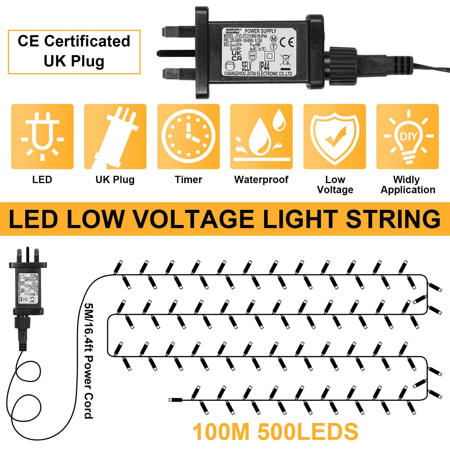 Outdoor Black Wire Fairy String Lights