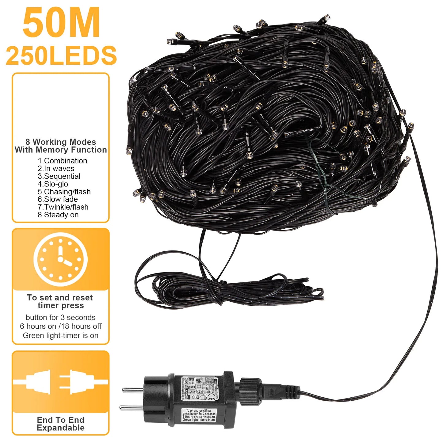 Outdoor Black Wire Fairy String Lights