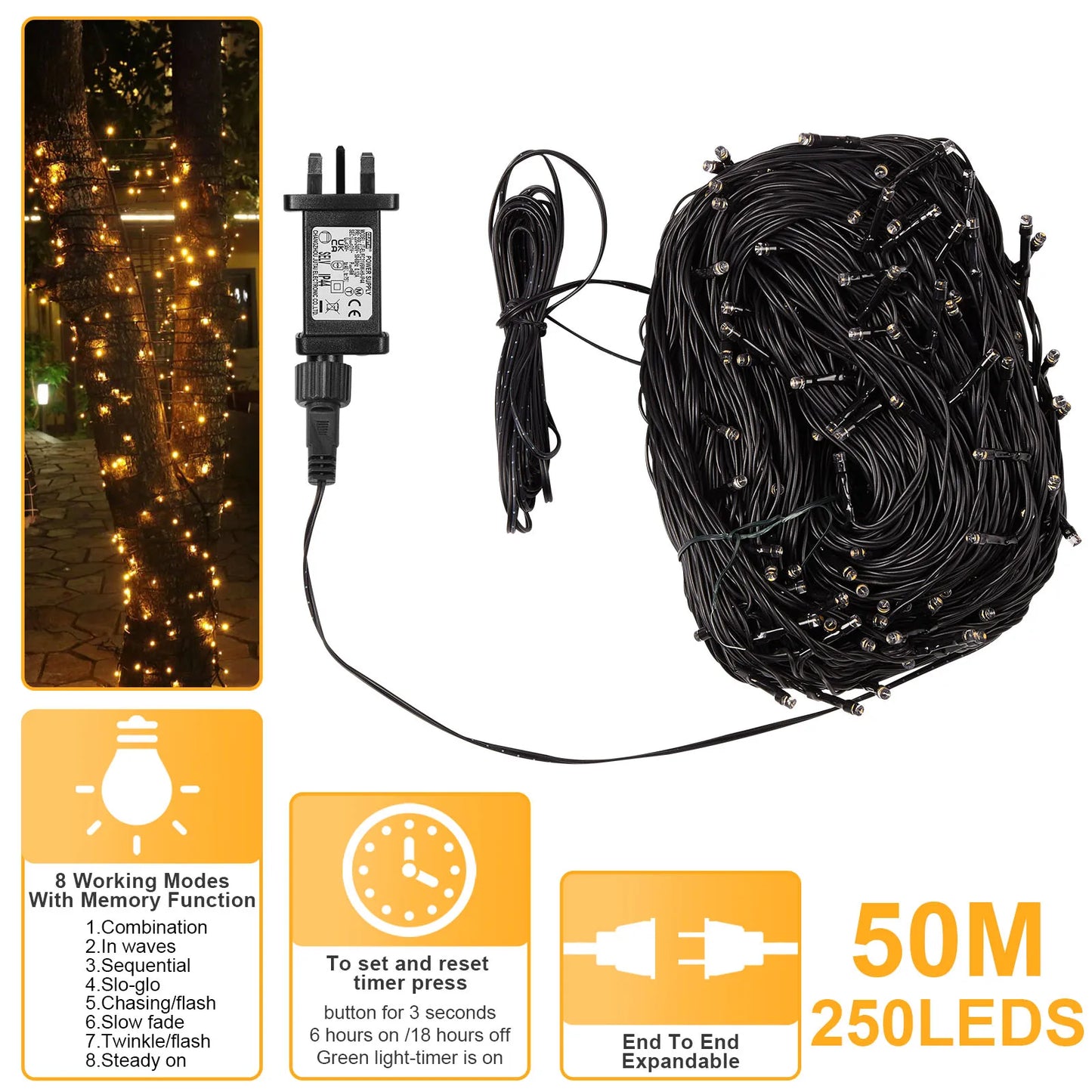 Outdoor Black Wire Fairy String Lights