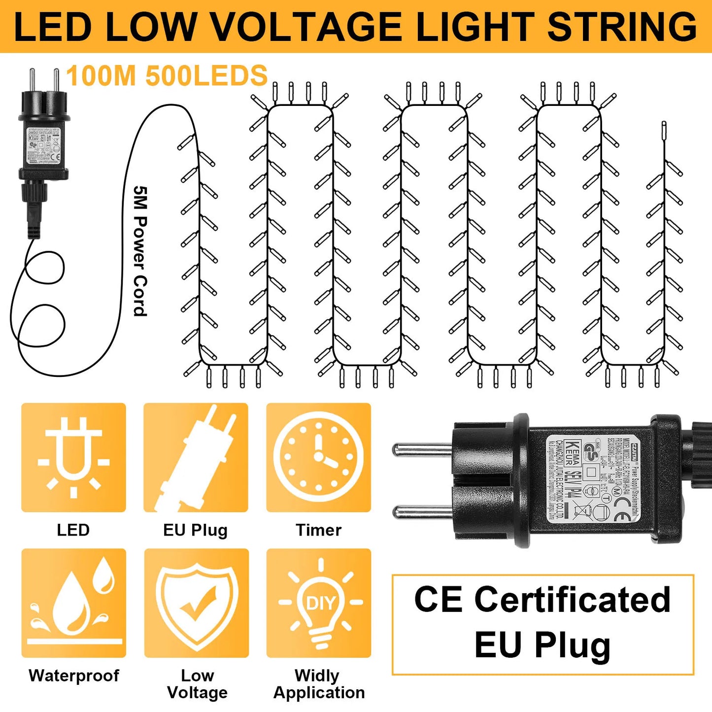 Outdoor Black Wire Fairy String Lights