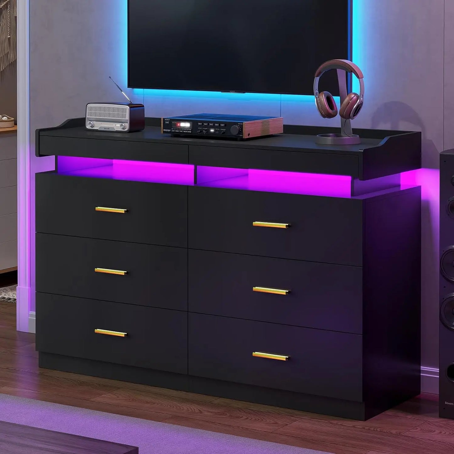 Modern 9 Drawer Cabinet With LED Light