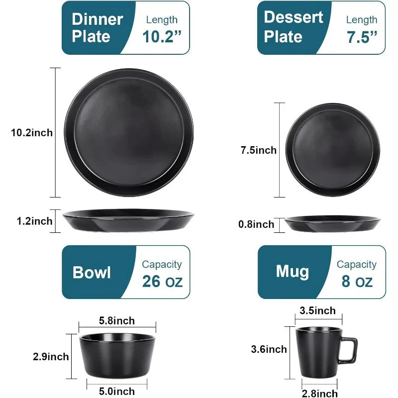 16 Piece Plates And Bowls Dinnerware Set