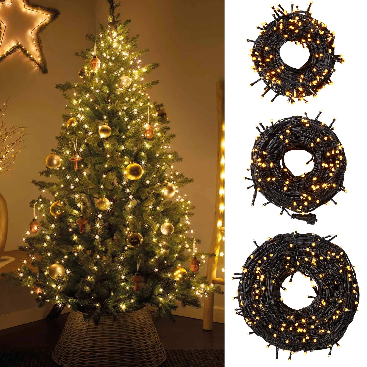 Outdoor Black Wire Fairy String Lights