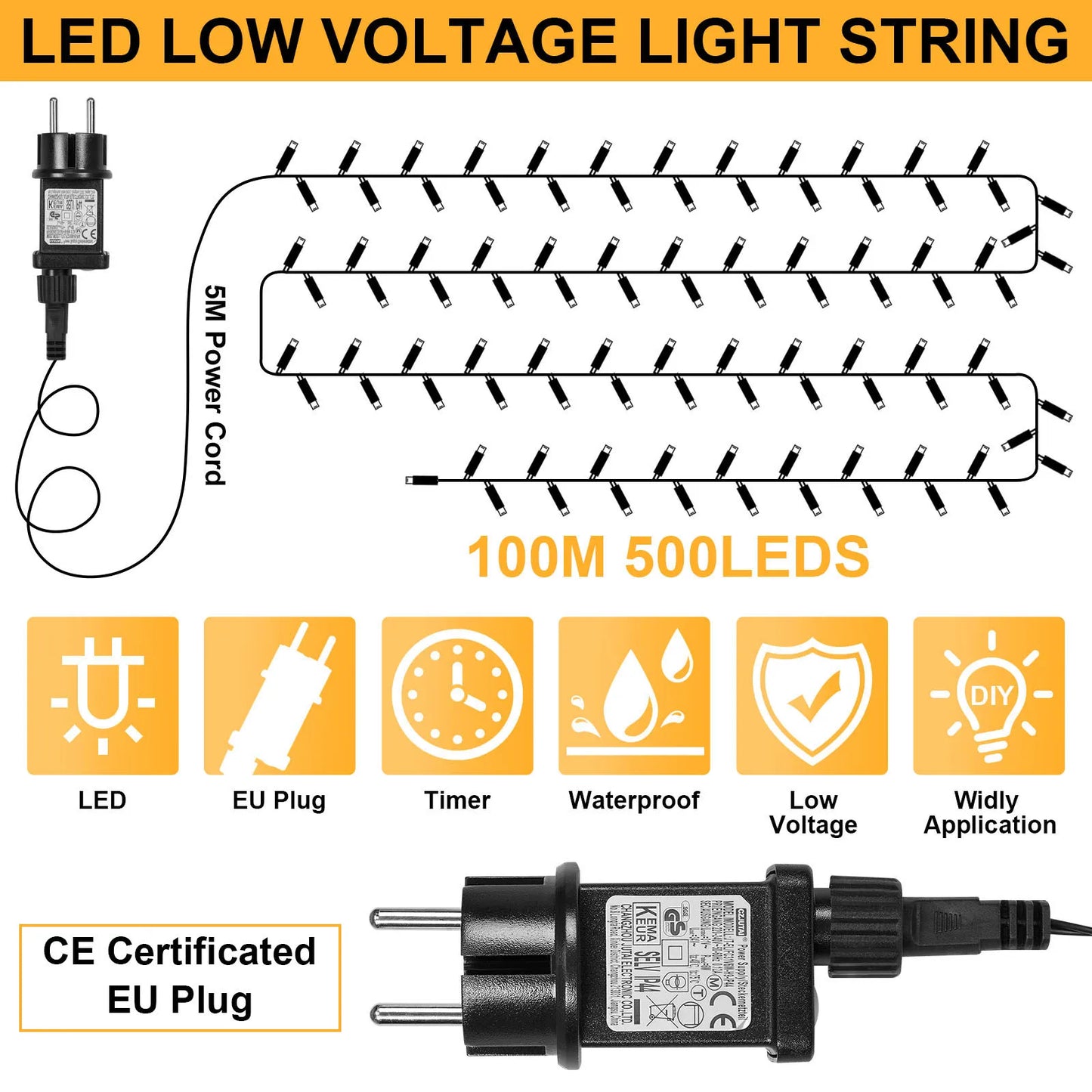 Outdoor Black Wire Fairy String Lights