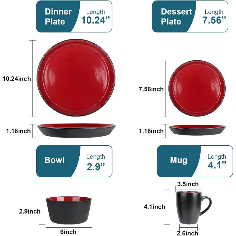 16 Piece Plates And Bowls Dinnerware Set