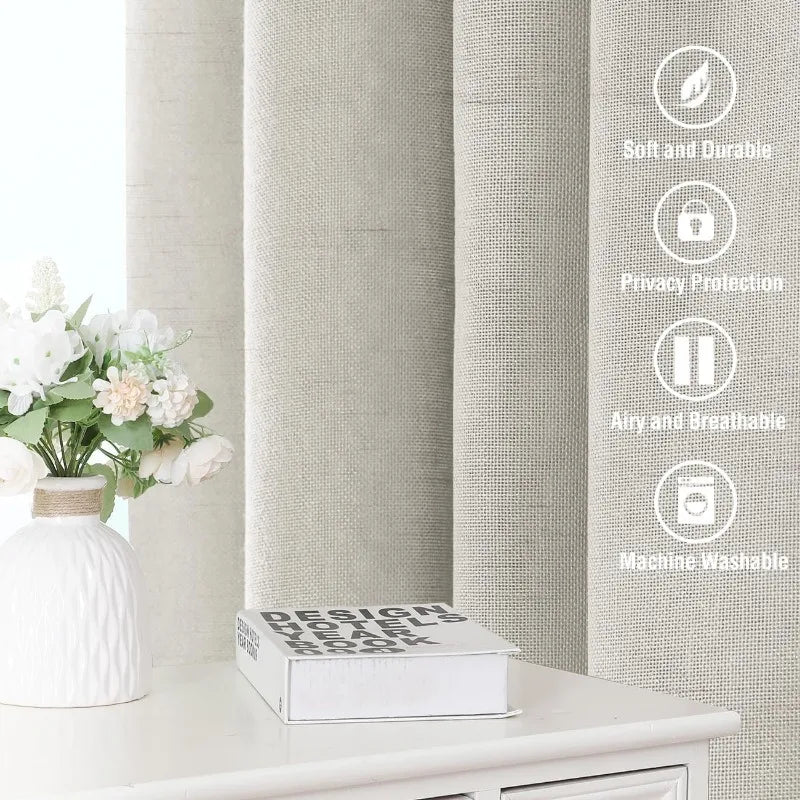 Natural Linen Pocket Lined Curtains