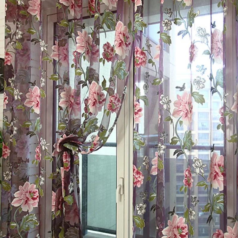 Flower Pattern Tulle Curtains