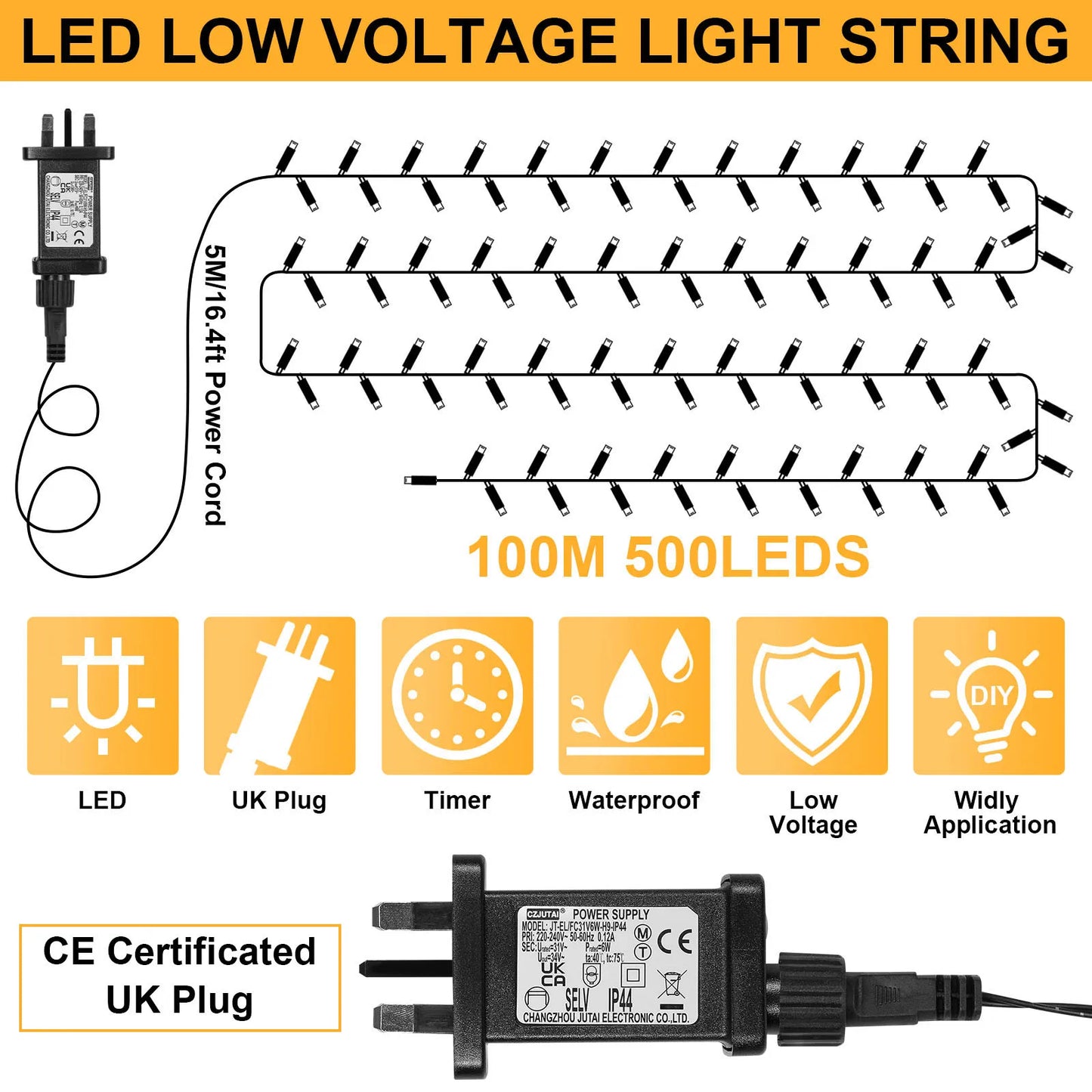 Outdoor Black Wire Fairy String Lights