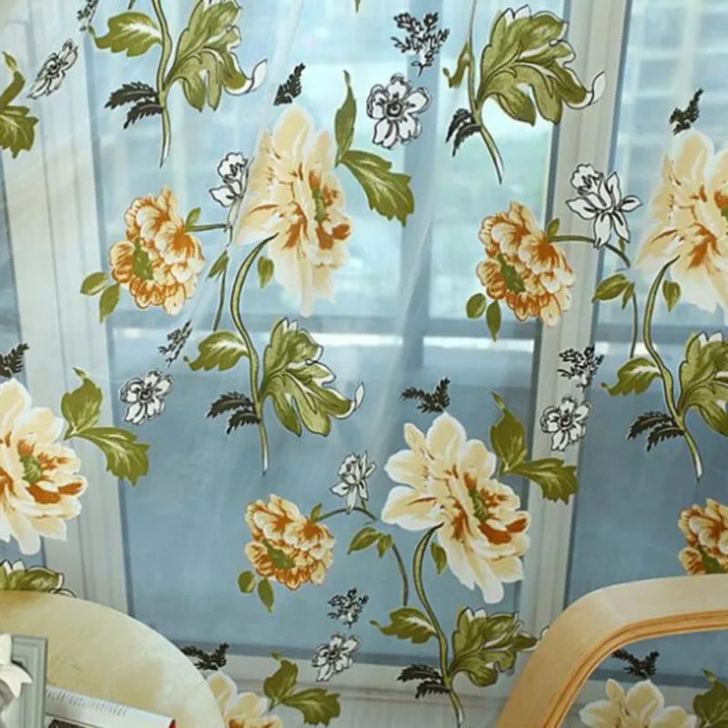 Flower Pattern Tulle Curtains