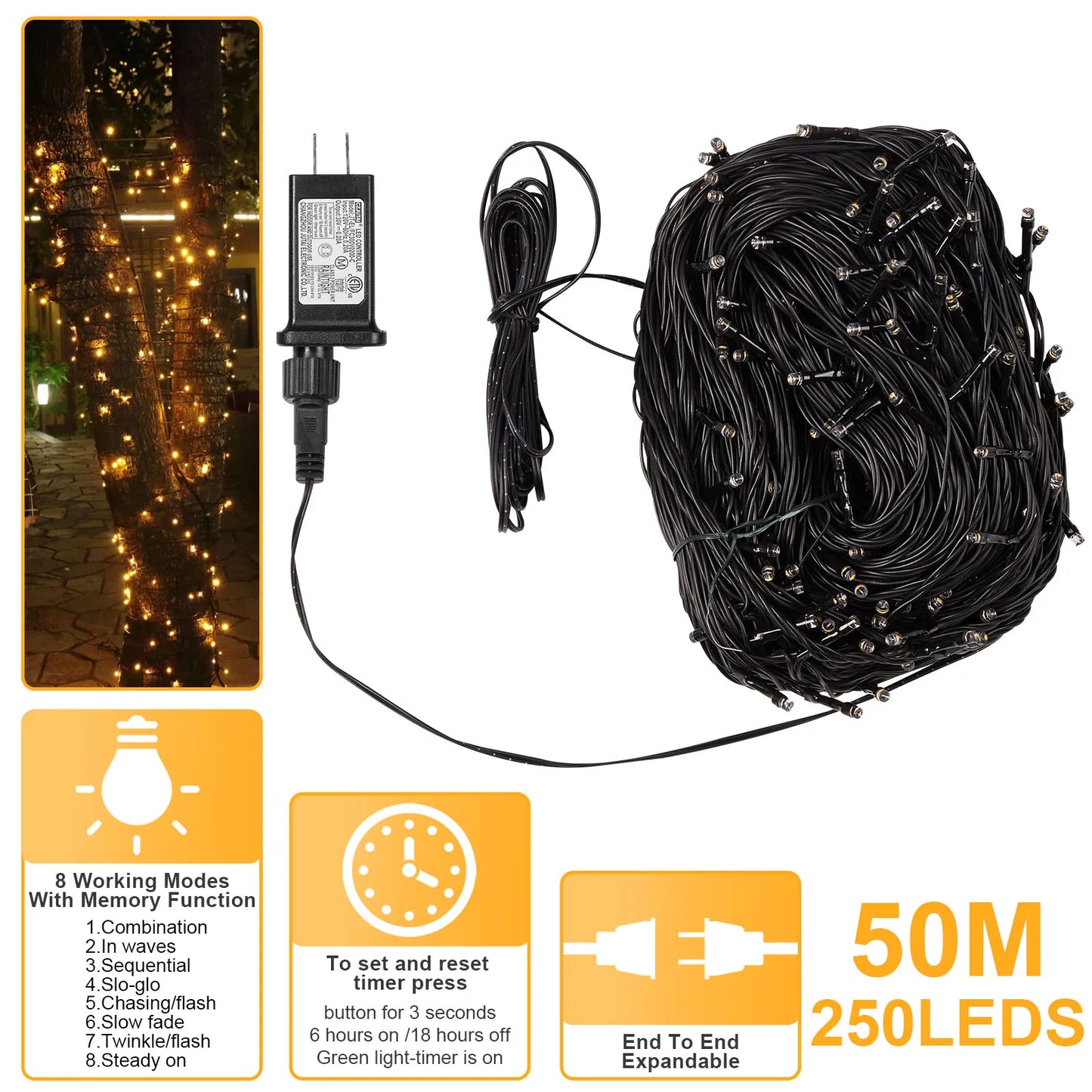 Outdoor Black Wire Fairy String Lights