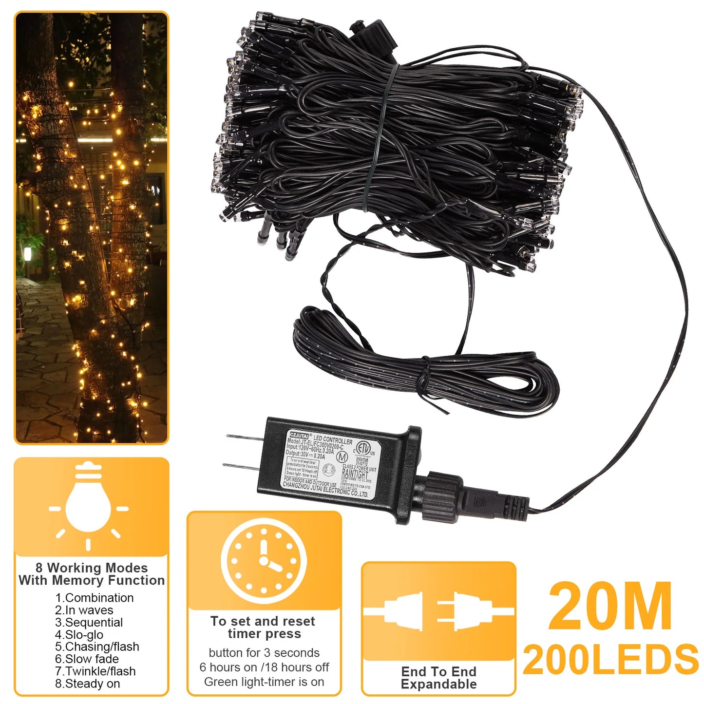 Outdoor Black Wire Fairy String Lights