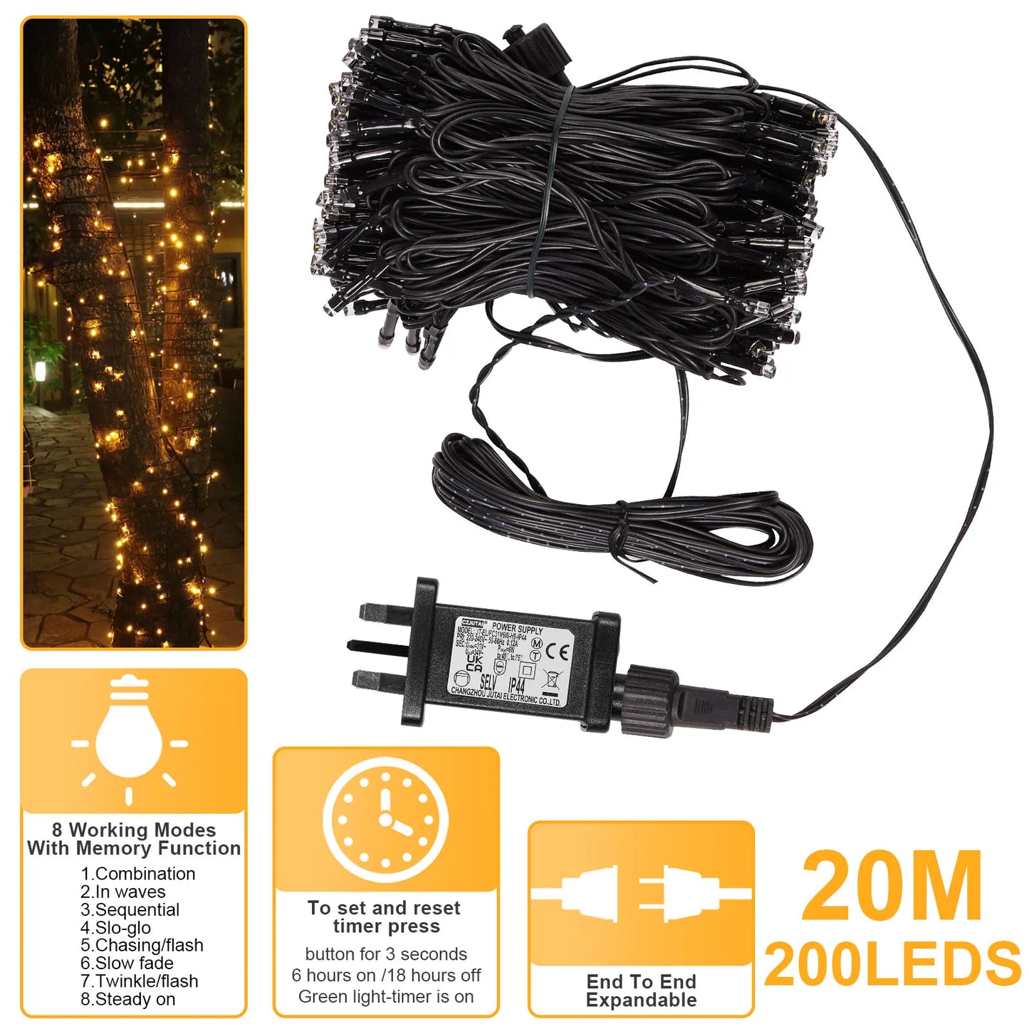 Outdoor Black Wire Fairy String Lights