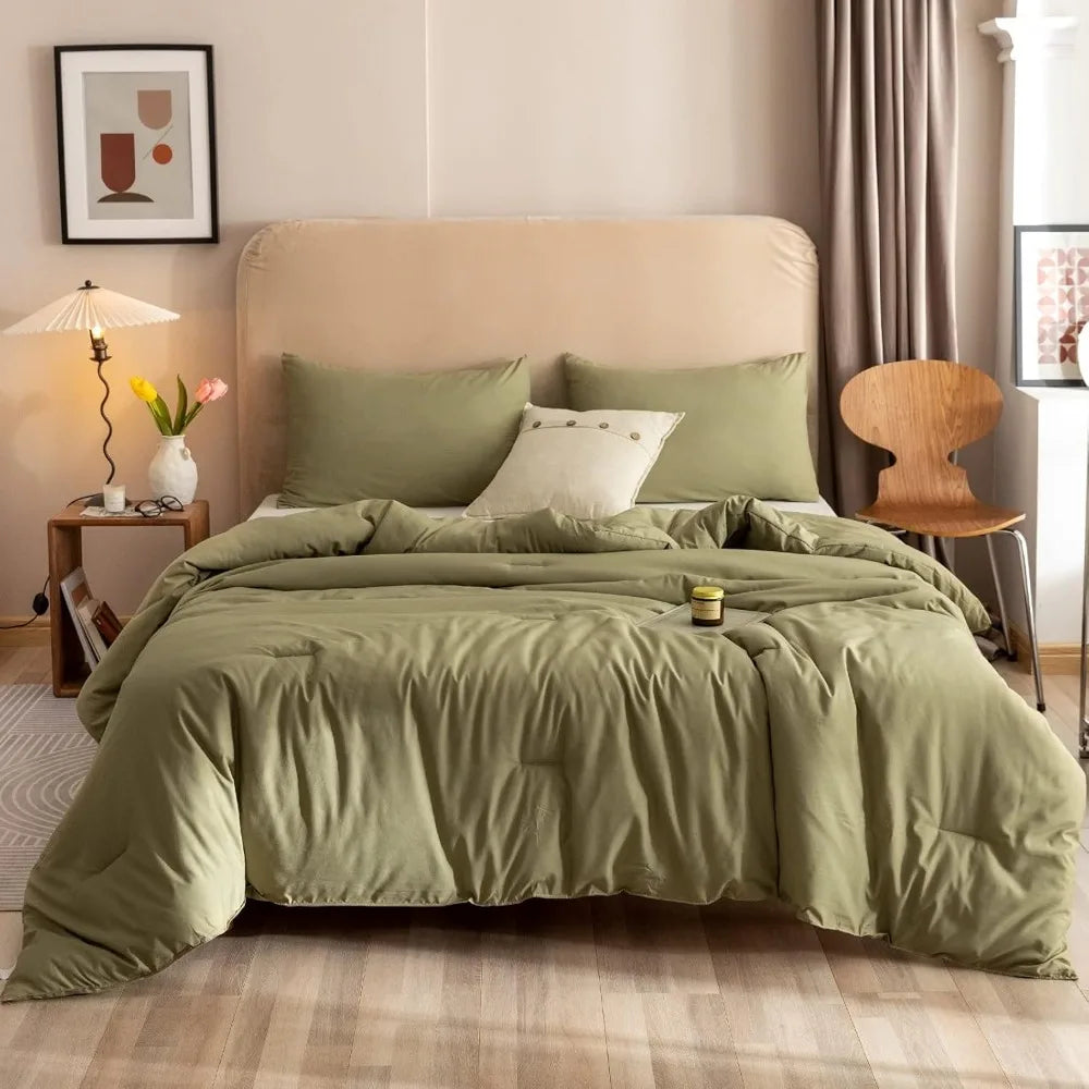 3 Piece Olive Green Bedding  Set