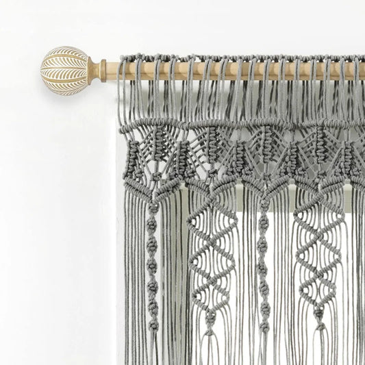 Gray Macrame Textured Cotton Valance