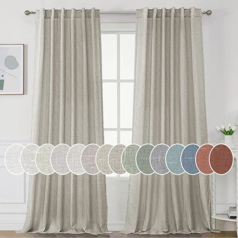 Natural Linen Pocket Lined Curtains