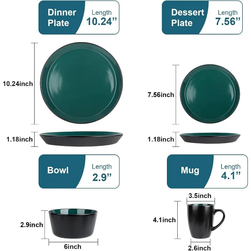 16 Piece Plates And Bowls Dinnerware Set