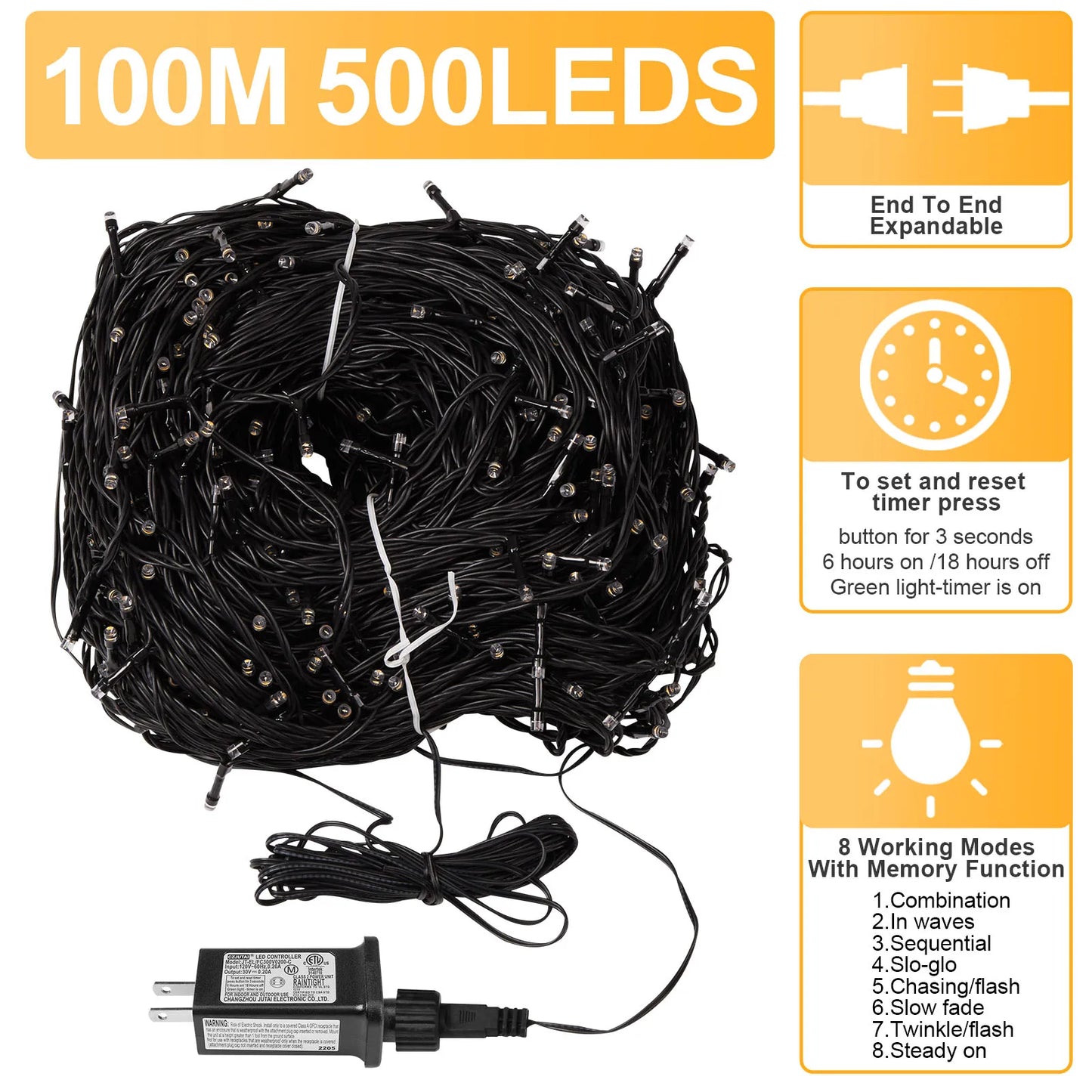 Outdoor Black Wire Fairy String Lights