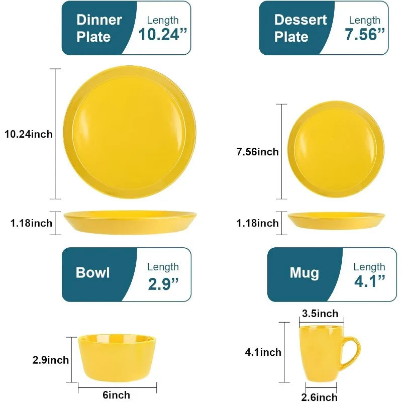 16 Piece Plates And Bowls Dinnerware Set