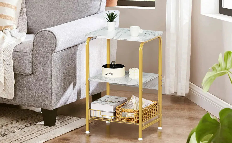 Small Modern White And Gold Table