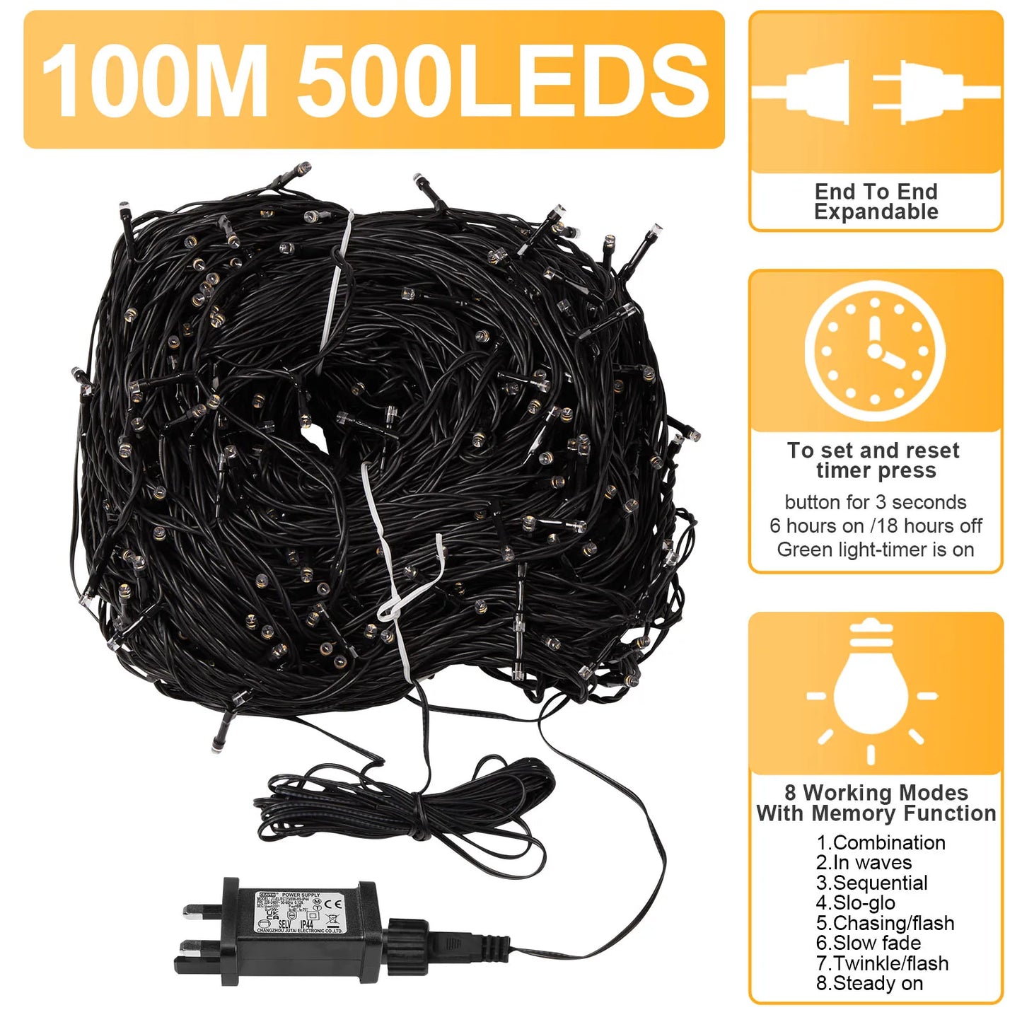 Outdoor Black Wire Fairy String Lights