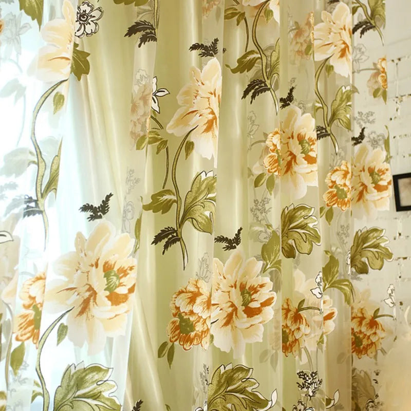 Flower Pattern Tulle Curtains