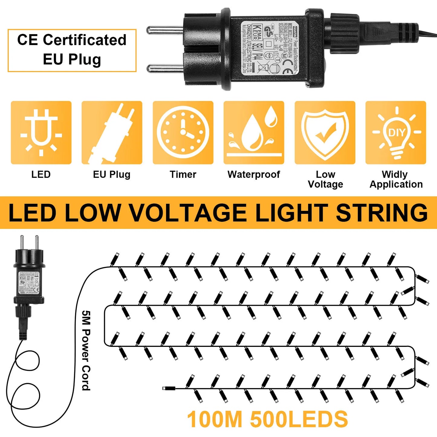 Outdoor Black Wire Fairy String Lights