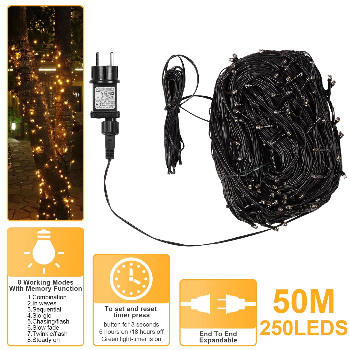 Outdoor Black Wire Fairy String Lights