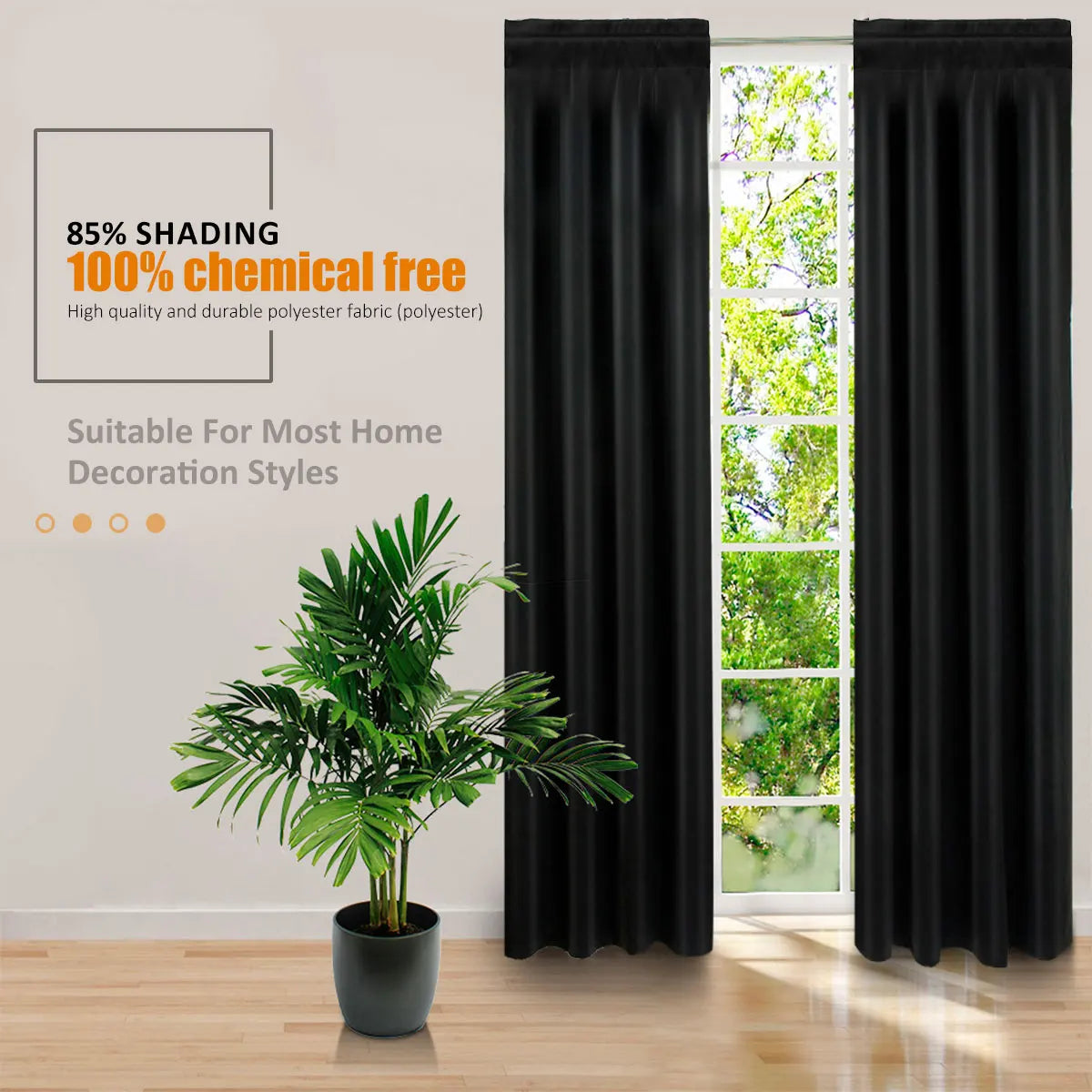 Black Darkening Door Window Drapes