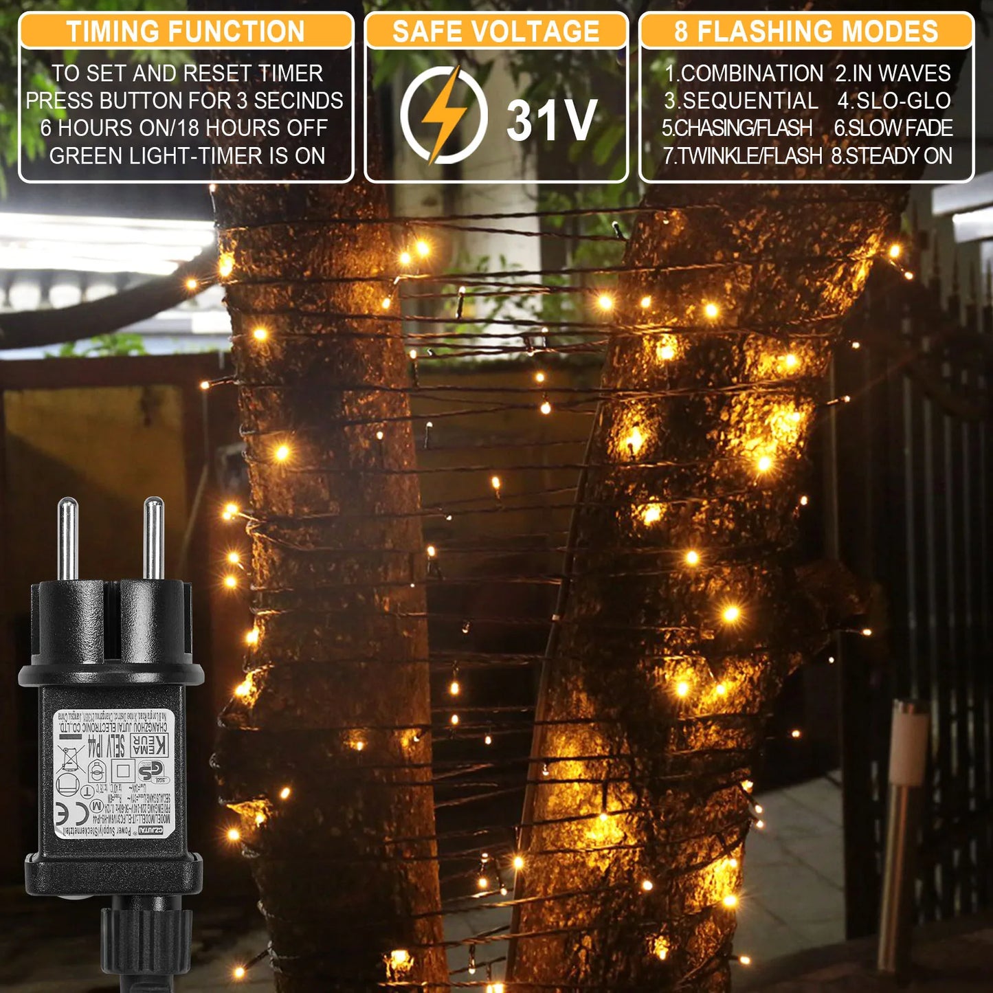 Outdoor Black Wire Fairy String Lights