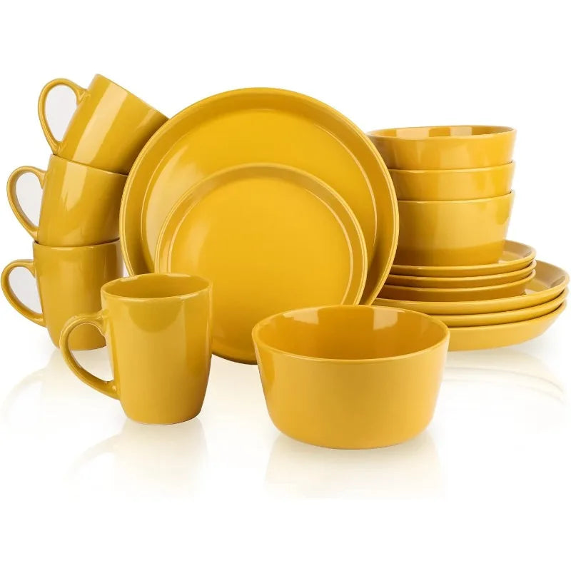 16 Piece Plates And Bowls Dinnerware Set