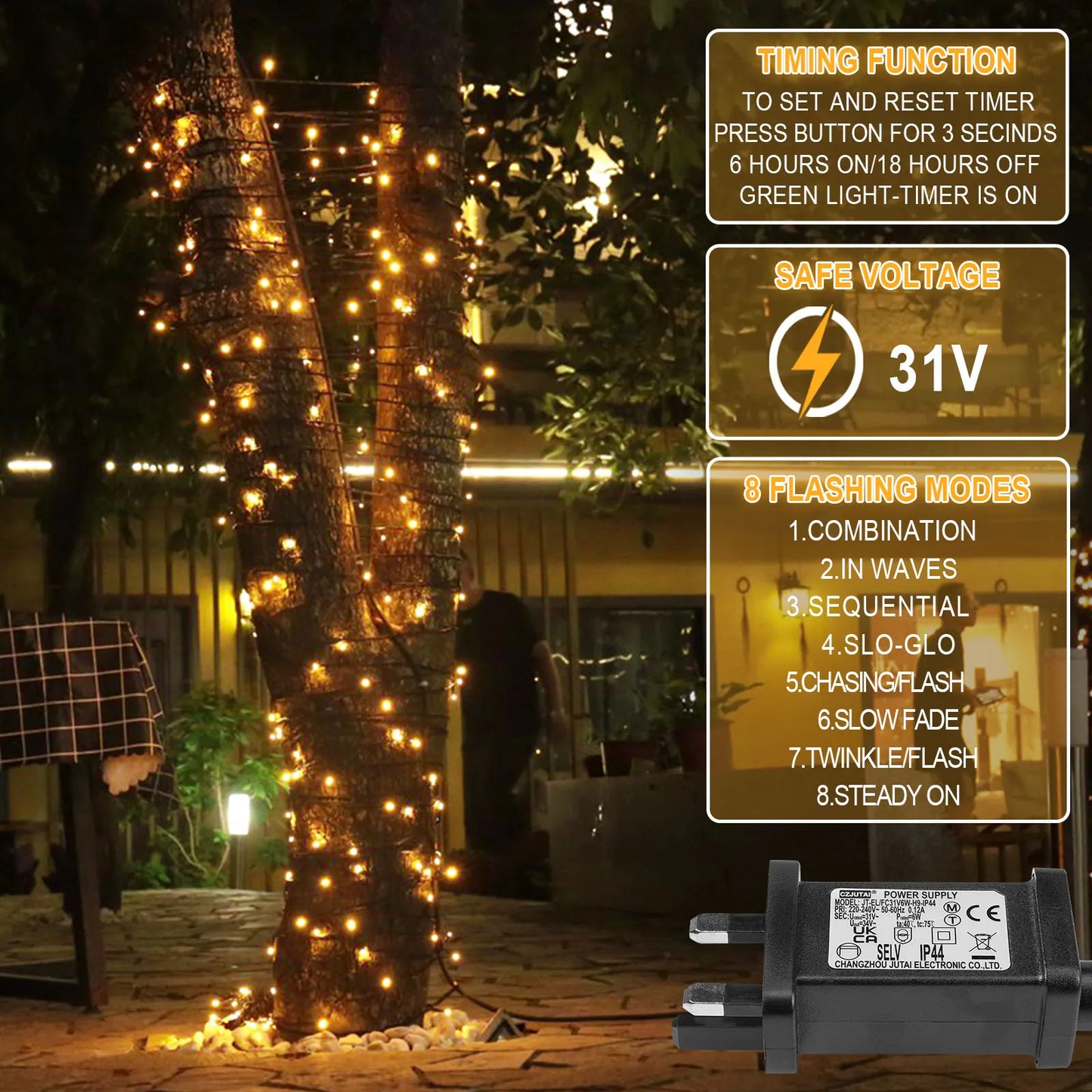 Outdoor Black Wire Fairy String Lights