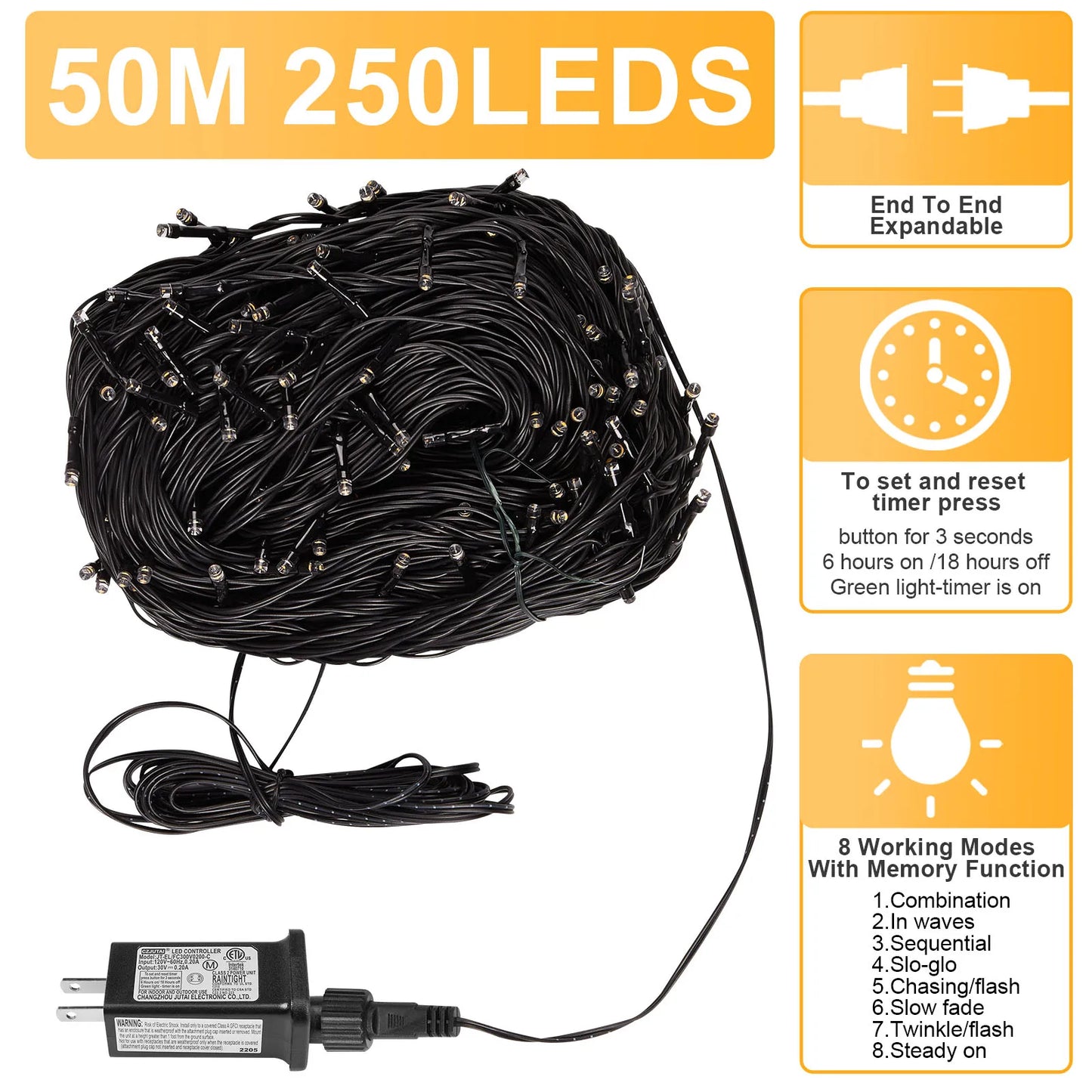 Outdoor Black Wire Fairy String Lights