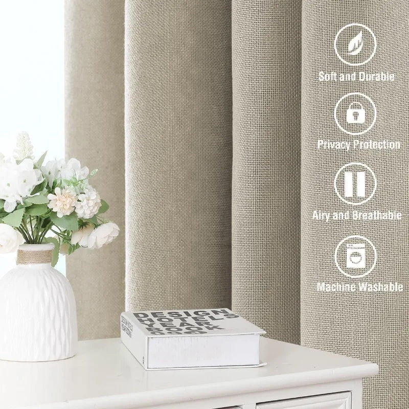 Natural Linen Pocket Lined Curtains