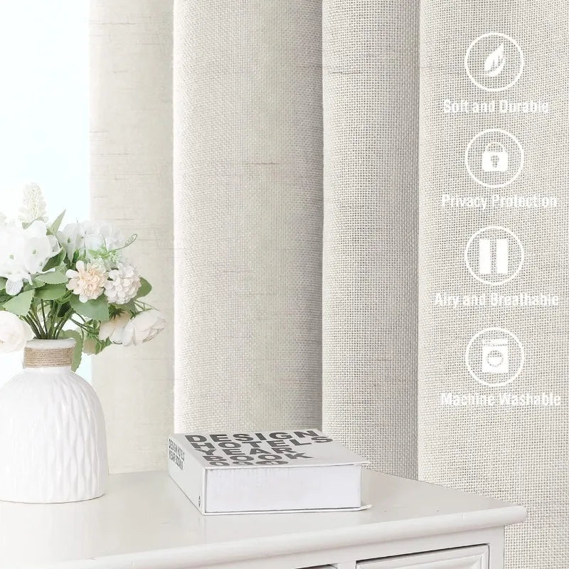 Natural Linen Pocket Lined Curtains