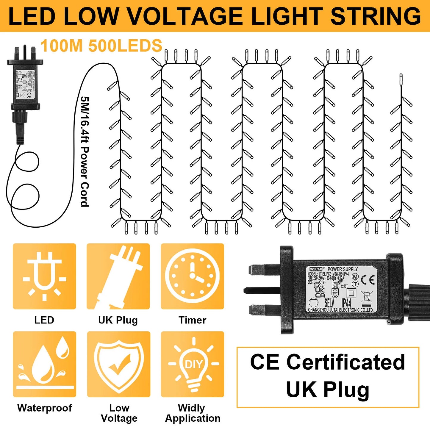 Outdoor Black Wire Fairy String Lights