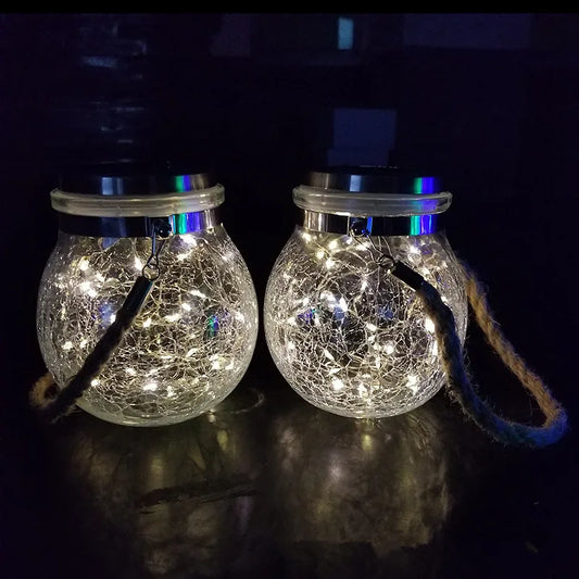 Solar Crack Ball Glass Jar Wishing Lights