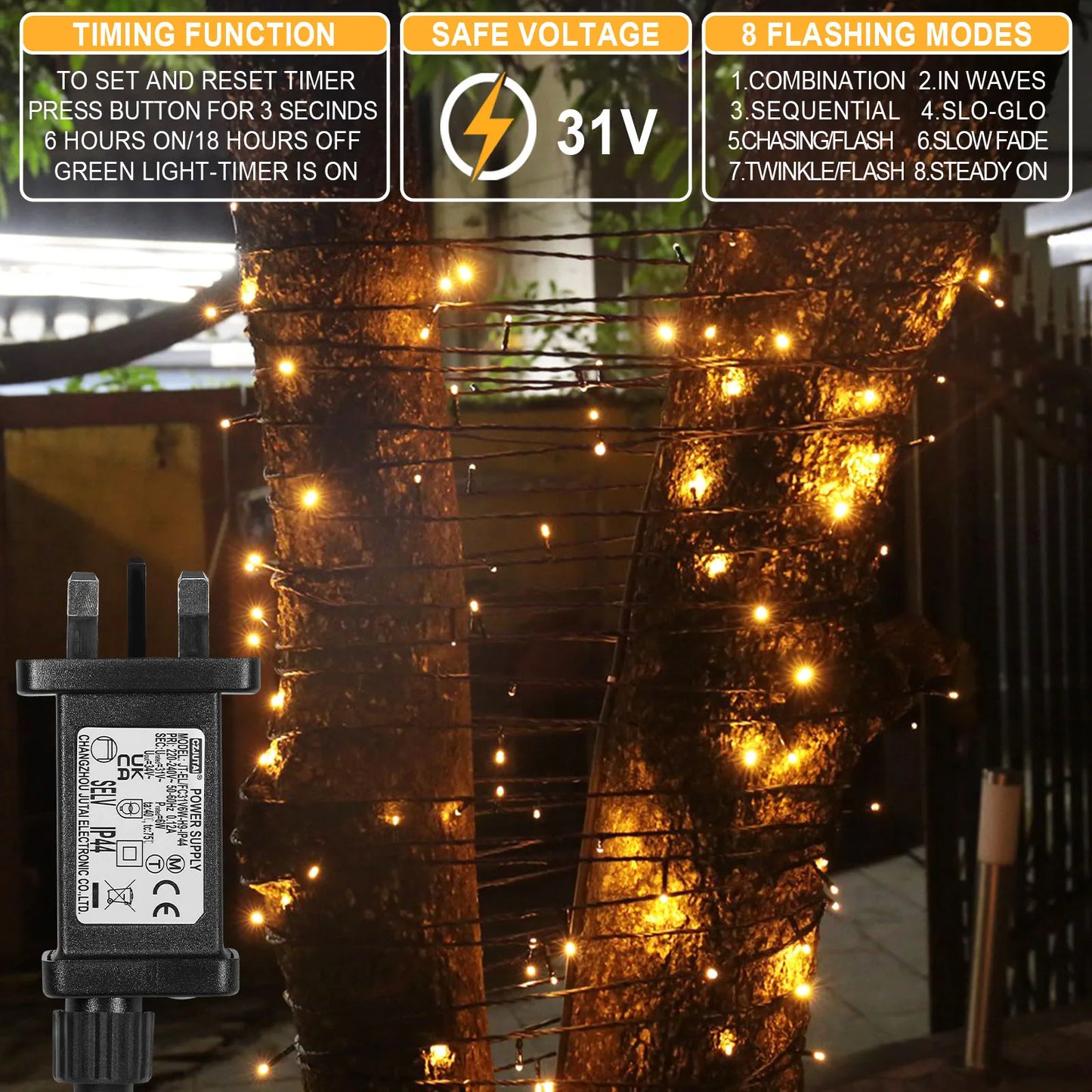 Outdoor Black Wire Fairy String Lights