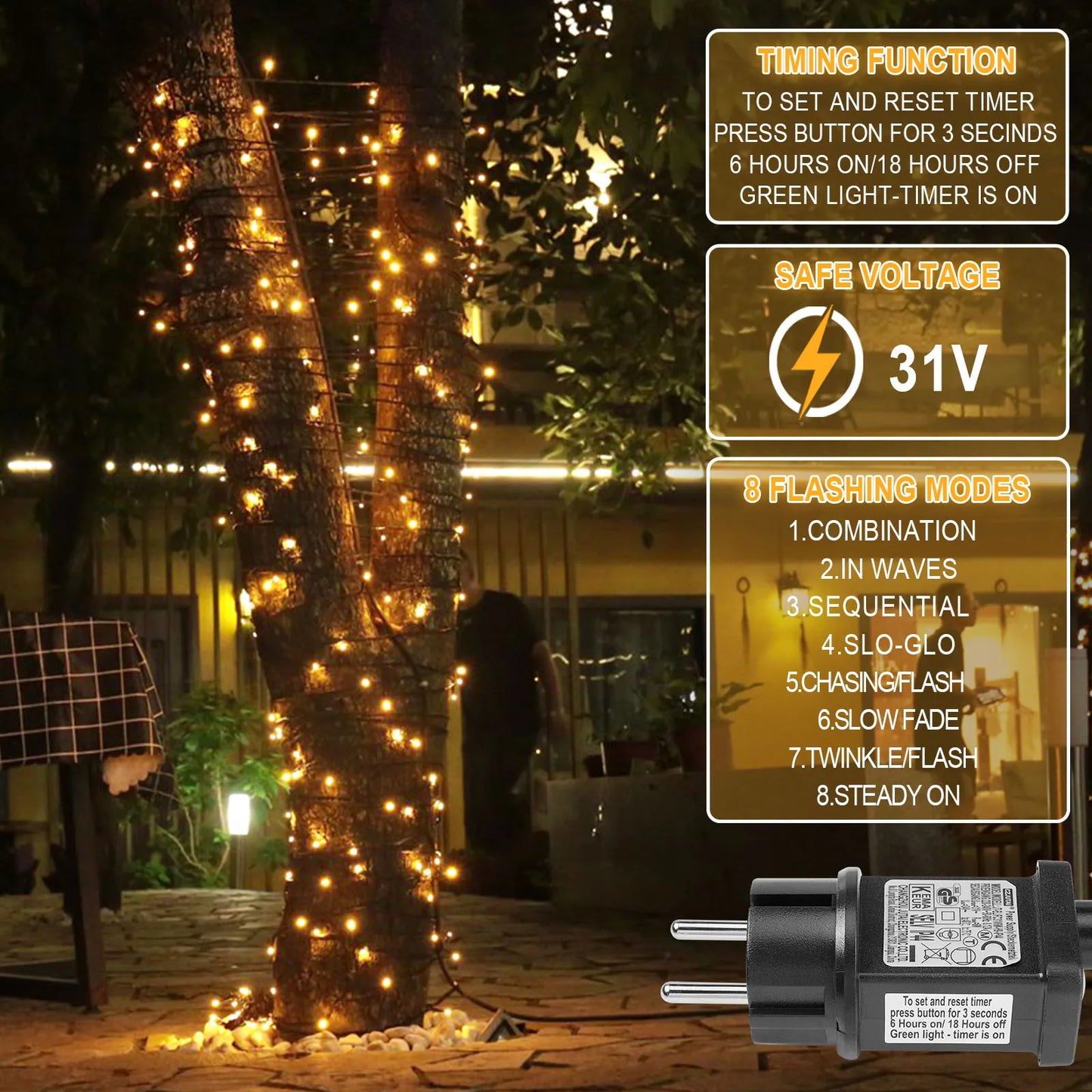 Outdoor Black Wire Fairy String Lights