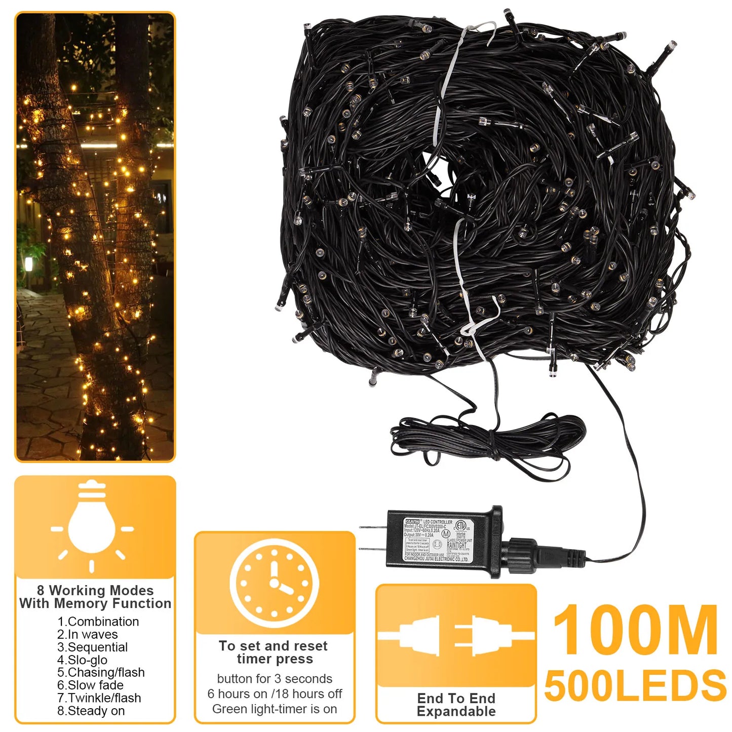 Outdoor Black Wire Fairy String Lights