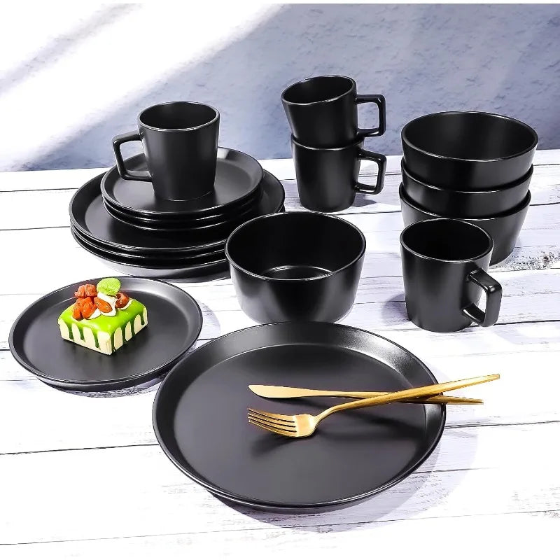 16 Piece Plates And Bowls Dinnerware Set