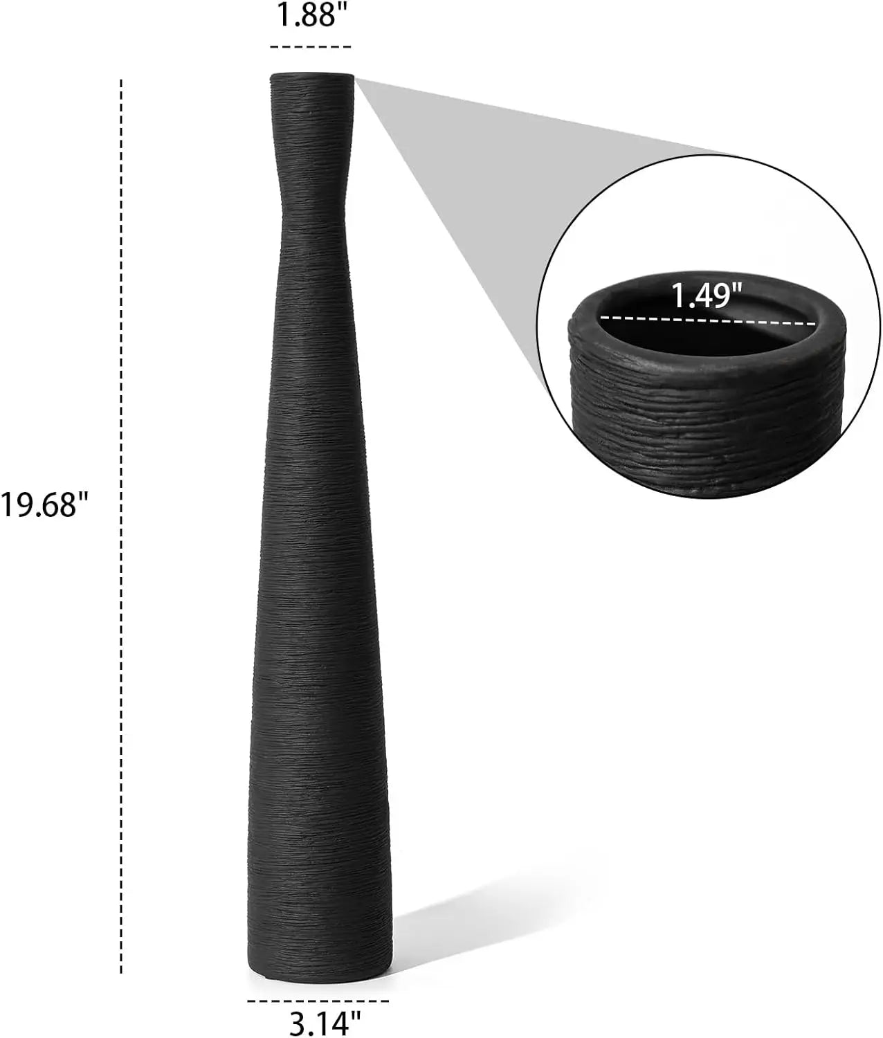 Long Skinny Black Floor Vase