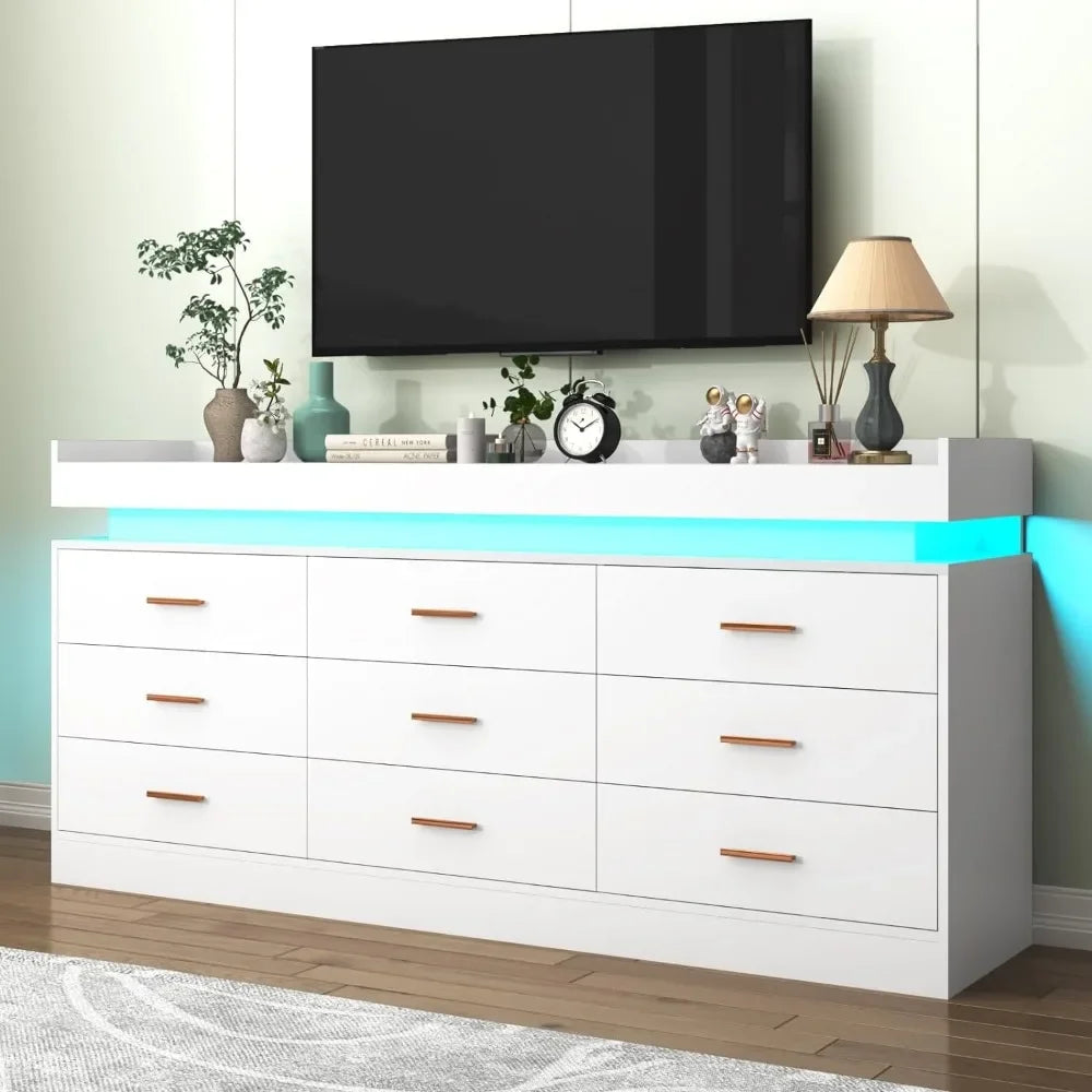 Modern 9 Drawer Cabinet With LED Light