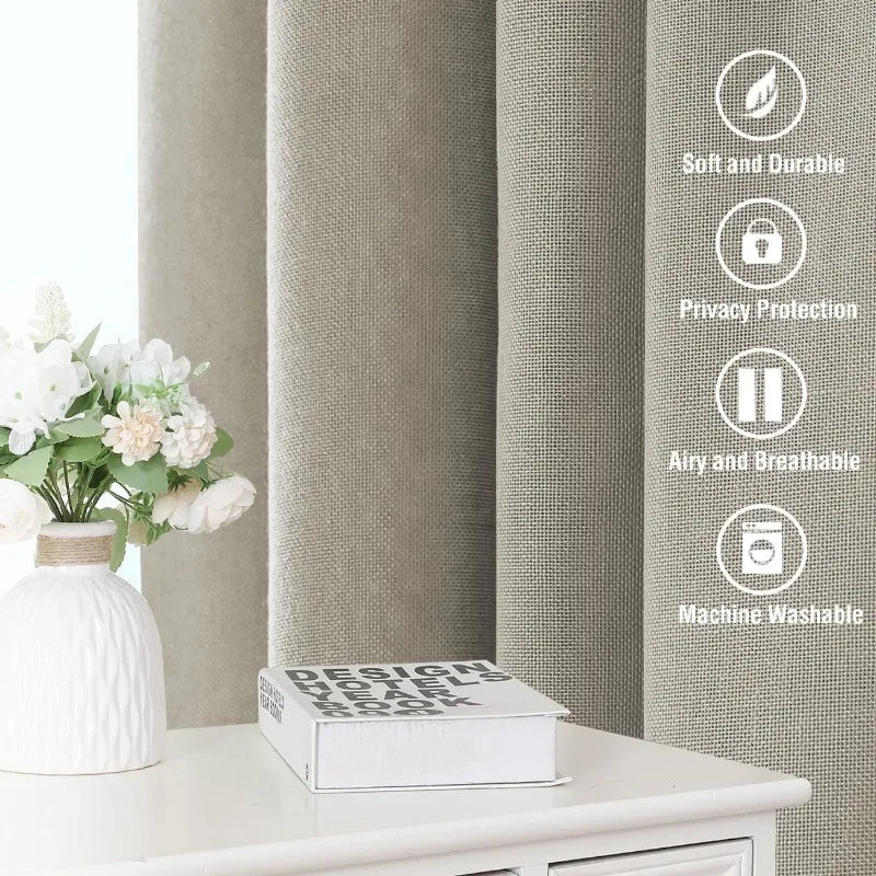 Natural Linen Pocket Lined Curtains